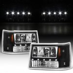 1993 Jeep Grand Cherokee Black Euro Headlights with LED