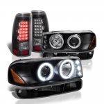 GMC Sierra 2500HD 2001-2006 Black Halo Projector Headlights LED Tail Lights