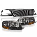 2002 Ford F150 Black Vertical Grille Harley Style Headlights