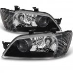 Mitsubishi Lancer 2002-2003 Black Euro Headlights