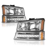 Chevy Silverado 2500 2003-2004 Clear Euro Headlights and LED Bumper Lights