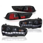 2008 Mitsubishi Lancer Smoked Projector Headlights LED DRL and LED Tail Lights