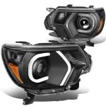 2012 Toyota Tacoma Black LED Tube DRL Projector Headlights