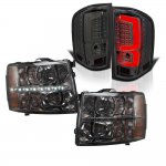 2009 Chevy Silverado 3500HD Smoked DRL Headlights and LED Tail Lights