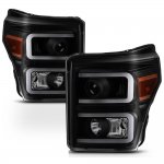 Ford F450 Super Duty 2011-2016 Black Smoked LED DRL Projector Headlights
