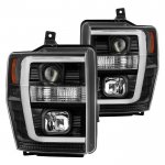 2008 Ford F550 Super Duty Black Tube DRL Projector Headlights