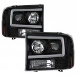 2000 Ford Excursion Black Tube DRL Projector Headlights