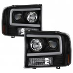2000 Ford F550 Super Duty Black Tube DRL Projector Headlights