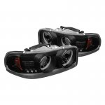 1999 GMC Sierra Black Smoked Halo Projector Headlights