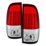 2002 Ford F450 Super Duty Red Clear LED Tail Lights