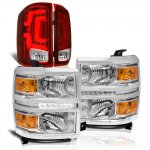 Chevy Silverado 1500 2014-2015 Clear DRL Headlights Custom LED Tail Lights