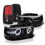 2000 Chevy Tahoe Black Halo Projector Headlights LED Tail Lights