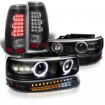 2001 Chevy Silverado 2500HD Black Halo Projector Headlights LED Bumper Tail Lights