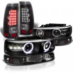 2000 Chevy Silverado 2500 Black Halo Projector Headlights LED Tail Lights