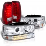 2001 Chevy Silverado 1500HD Halo Projector Headlights LED Bumper Tail Lights