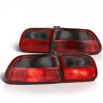 1995 Honda Civic Hatchback Red and Smoked JDM Tail Lights