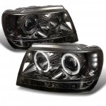 2001 Jeep Grand Cherokee Smoked Dual Halo Projector Headlights with LED