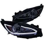 2012 Mazda 3 Smoked LED DRL Projector Headlights