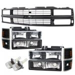 1997 Chevy 1500 Pickup Black Grille and LED Headlights Conversion Kit