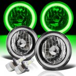 1973 Chevy Chevelle Green Halo Tube Black Chrome LED Headlights Kit