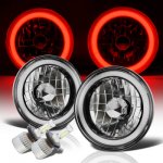 Dodge A100 1964-1970 Red Halo Tube Black Chrome LED Headlights Kit