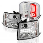 2009 Chevy Silverado 3500HD Clear Facelift DRL Projector Headlights Custom LED Tail Lights