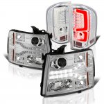 2007 Chevy Silverado 2500HD Clear Facelift DRL Projector Headlights Custom LED Tail Lights