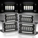 Dodge Ram 50 1984-1986 Black DRL LED Headlights Conversion Low and High Beams