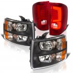 2009 Chevy Silverado 3500HD Black Headlights and Red Custom LED Tail Lights