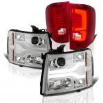 2014 Chevy Silverado 2500HD Tube DRL Projector Headlights Custom LED Tail Lights