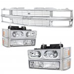 1991 Chevy 1500 Pickup Chrome Grille and LED DRL Headlights Set