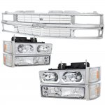 1992 Chevy 2500 Pickup Chrome Grille and LED DRL Headlights Set
