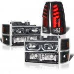 1998 Chevy 2500 Pickup Black LED DRL Headlights Custom Tube LED Tail Lights