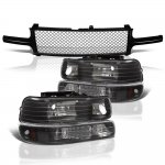 2004 Chevy Tahoe Black Mesh Grille and Headlights Set