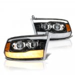 2012 Dodge Ram 3500 Glossy Black DRL Projector Headlights LED Signal Lights