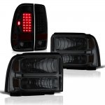 2007 Ford F550 Super Duty Tinted Headlights Black Smoked LED Tail Lights