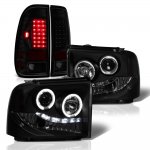 2007 Ford F550 Super Duty Black Smoked Halo Projector Headlights LED Tail Lights