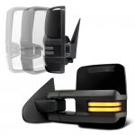 Chevy Silverado 3500HD 2015-2019 Glossy Black Power Folding Towing Mirrors Smoked LED DRL