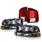 2001 Chevy S10 Black Headlights Set Red LED Tail Lights