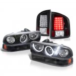 2004 Chevy S10 Black Halo Projector Headlights Set LED Tail Lights
