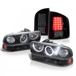 1998 Chevy S10 Black Halo Projector Headlights Set Black Smoked LED Tail Lights