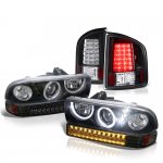 2001 Chevy S10 Black Halo Projector Headlights LED Bumper Lights and LED Tail Lights
