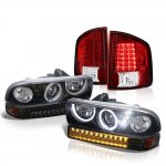 2001 Chevy S10 Black Halo Projector Headlights LED Bumper Lights Red LED Tail Lights