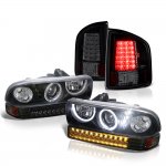 2001 Chevy S10 Black Halo Projector Headlights LED Bumper Lights Smoked LED Tail Lights