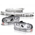 2004 Chevy Blazer Chrome Grille LED Halo Projector Headlights Set