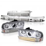 2003 Chevy Blazer Chrome Grille Halo Projector Headlights LED Bumper Lights