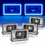 1988 Chevy Blazer Blue LED Halo Black Sealed Beam Headlight Conversion Low and High Beams