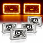 1985 Chevy Blazer Amber LED Halo Sealed Beam Headlight Conversion Low and High Beams