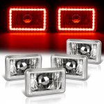 1983 GMC Suburban Red LED Halo Sealed Beam Headlight Conversion Low and High Beams