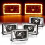 Toyota Van 1984-1989 Amber LED Halo Black Sealed Beam Headlight Conversion Low and High Beams